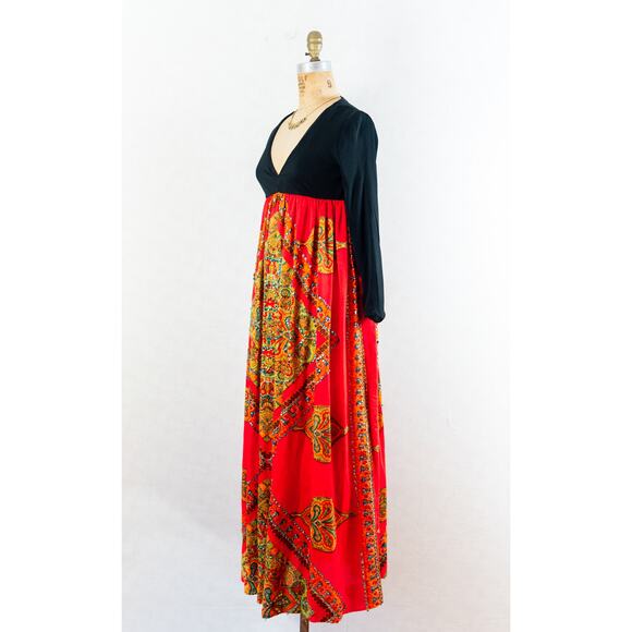 Vintage 70s Amazing Bohemian Groovy Empire Waist Hostess Dress, Saks 5th Ave. S - Picture 14 of 15